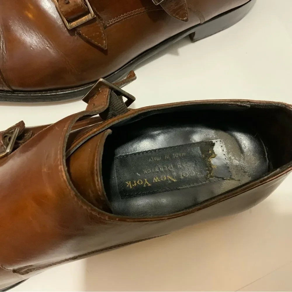 To Boot New York Men’s 8 brown leather double monk strap cap-toe dress shoes